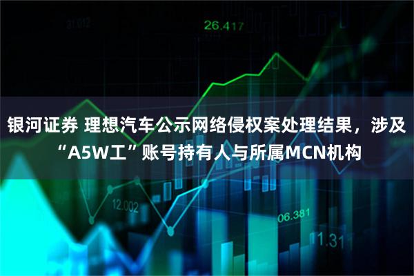 银河证券 理想汽车公示网络侵权案处理结果，涉及“A5W工”账号持有人与所属MCN机构