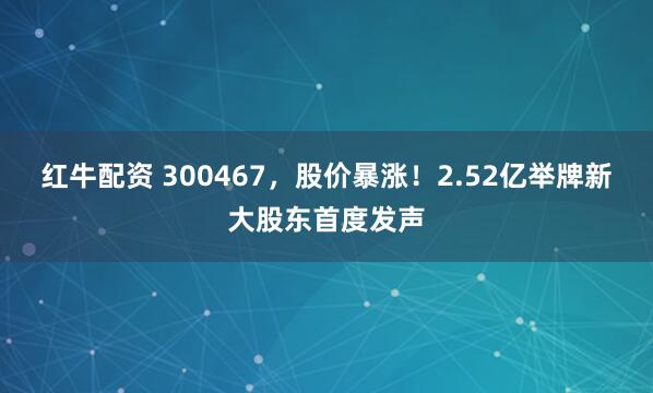 红牛配资 300467，股价暴涨！2.52亿举牌新大股东首度发声